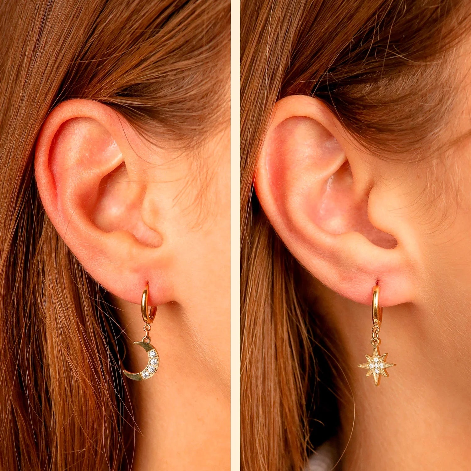 Boucles d’oreilles Univers Or / Étoile et Lune Acier Inoxydable Jardin des Bijoux